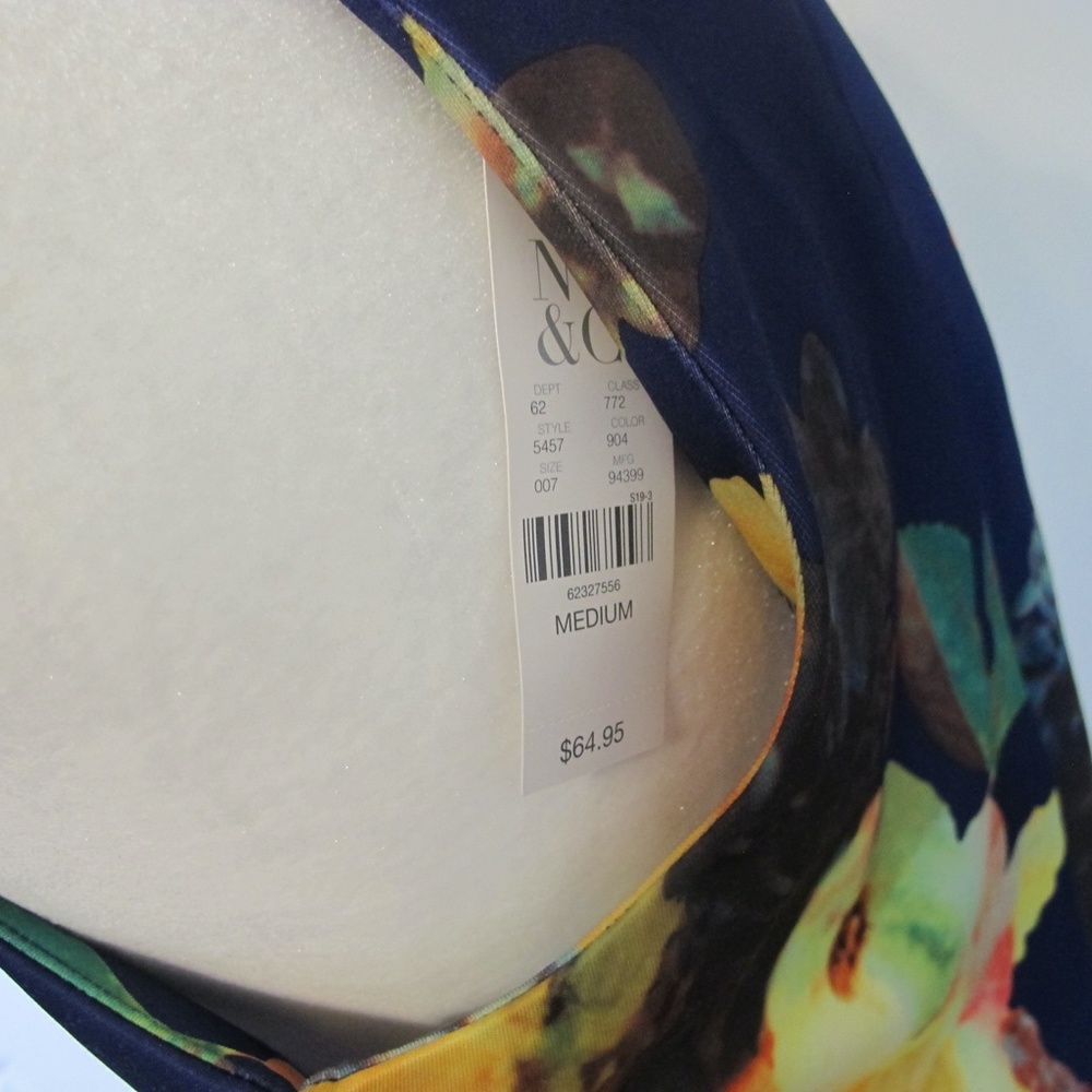 NWT New York & Company Women's Blue Floral Stretch Fit Sleeveless Dress Size M - Picture 4 of 6